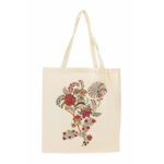 Sacosa din panza - bumbac natur, Traditional flower 3