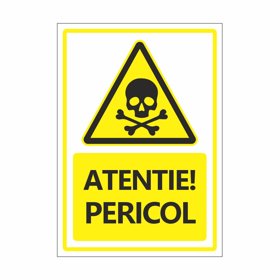 03_Placute signalistica_4xds Placă avertizare PET – „Atenție! Pericol” (A4, 0,7 mm) - imagine 1